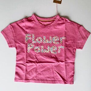 NWT Mini Boden Floral Power Applique Flutter Slogan T-shirt for Girls